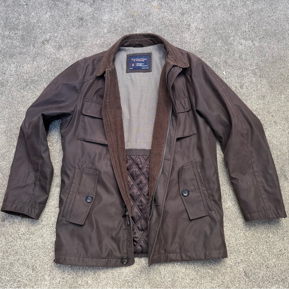 Roundtree & Yorke Workwear Chore Coat Size M Brown Barn Field Jacket Dmg Zipper